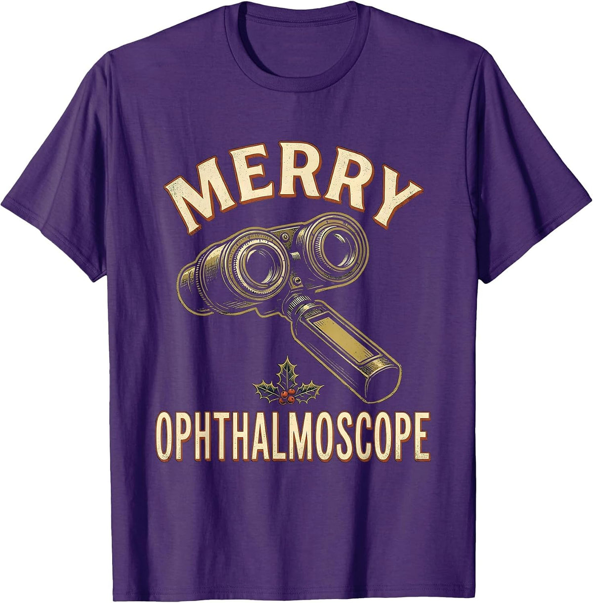 Men's Merry Ophthalmoscope Vintage Optometrist Eye Doctor Holiday T-Shirt - Purple