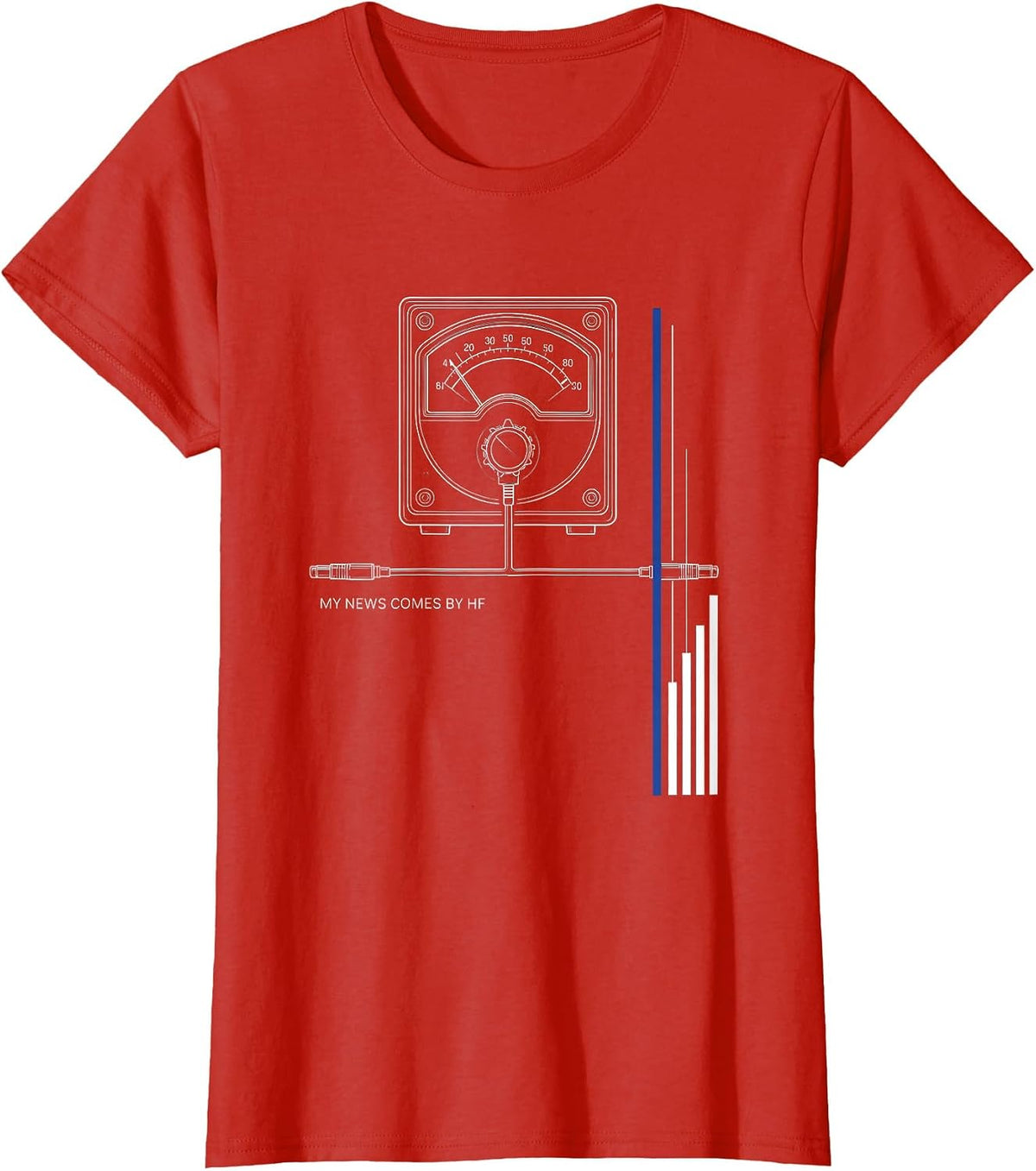 Women's My News Comes By HF Swiss International Ham Radio Operator T-Shirt - Red