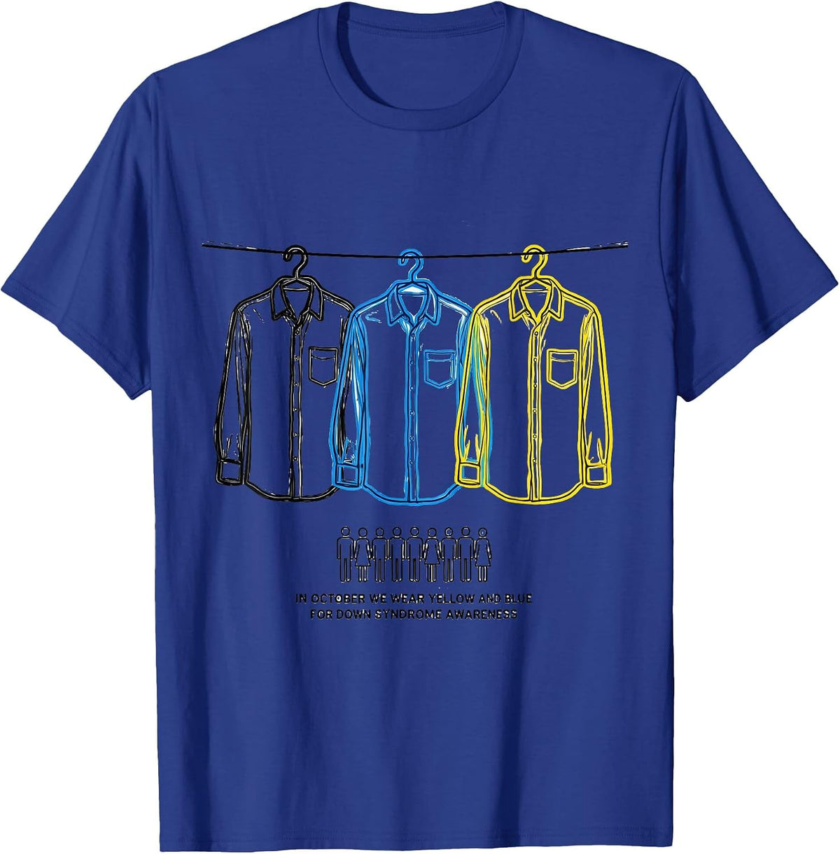 In October We Wear Yellow And Blue Down Syndrome Awareness T-Shirt - Royal Blue