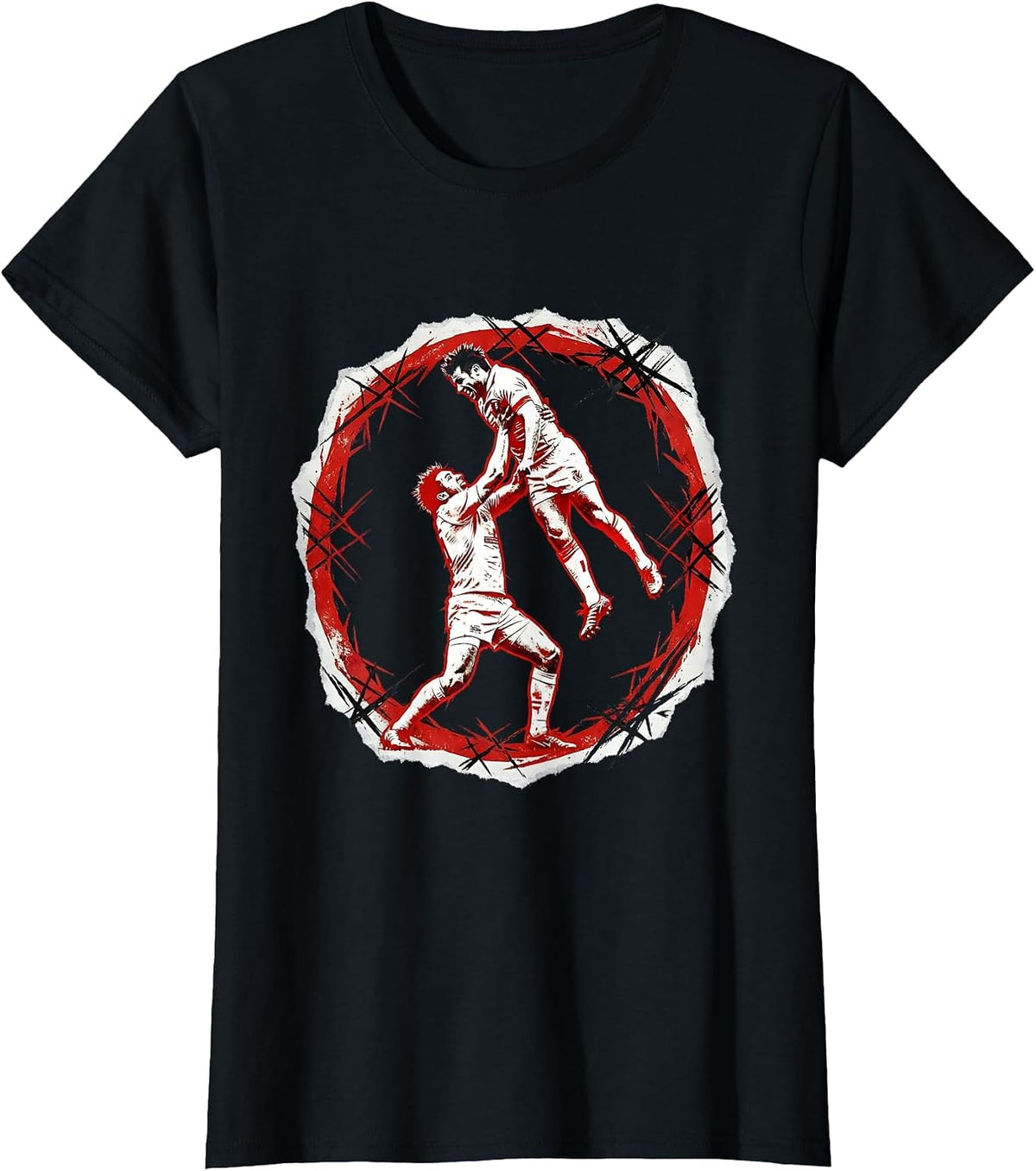 Women's Rugby Lineout Lift Graphic Illustration T-Shirt - Black