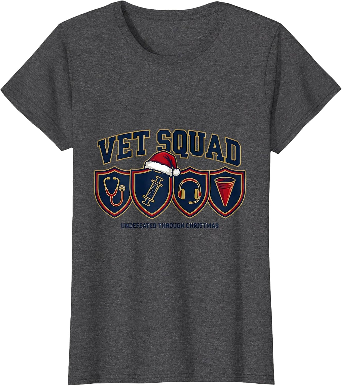 Women's Vet Squad: Undefeated Through Christmas Veterinary T-Shirt - Dark Heather Grey