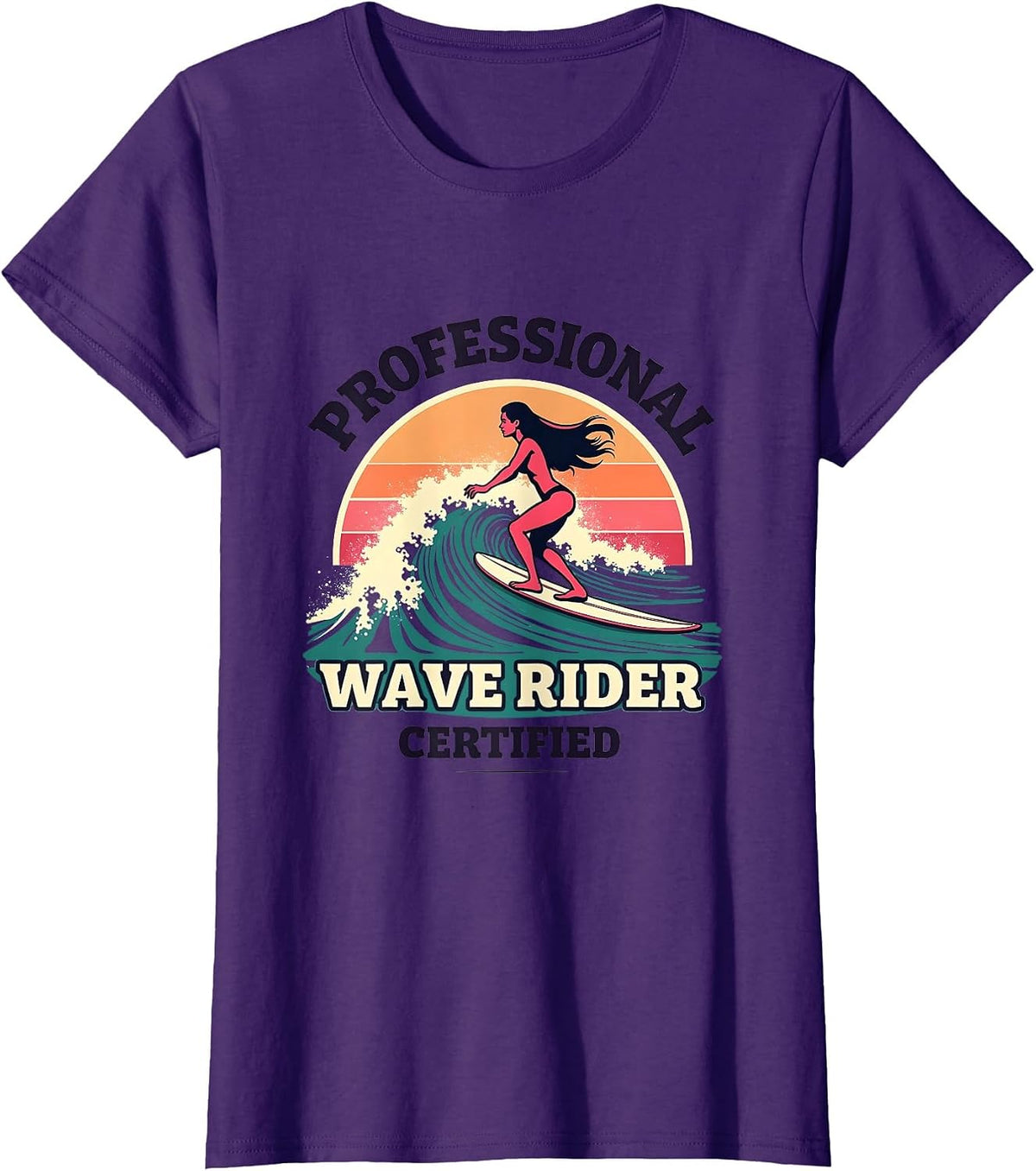 Professional Wave Rider Certified Surf Design T-Shirt - Purple