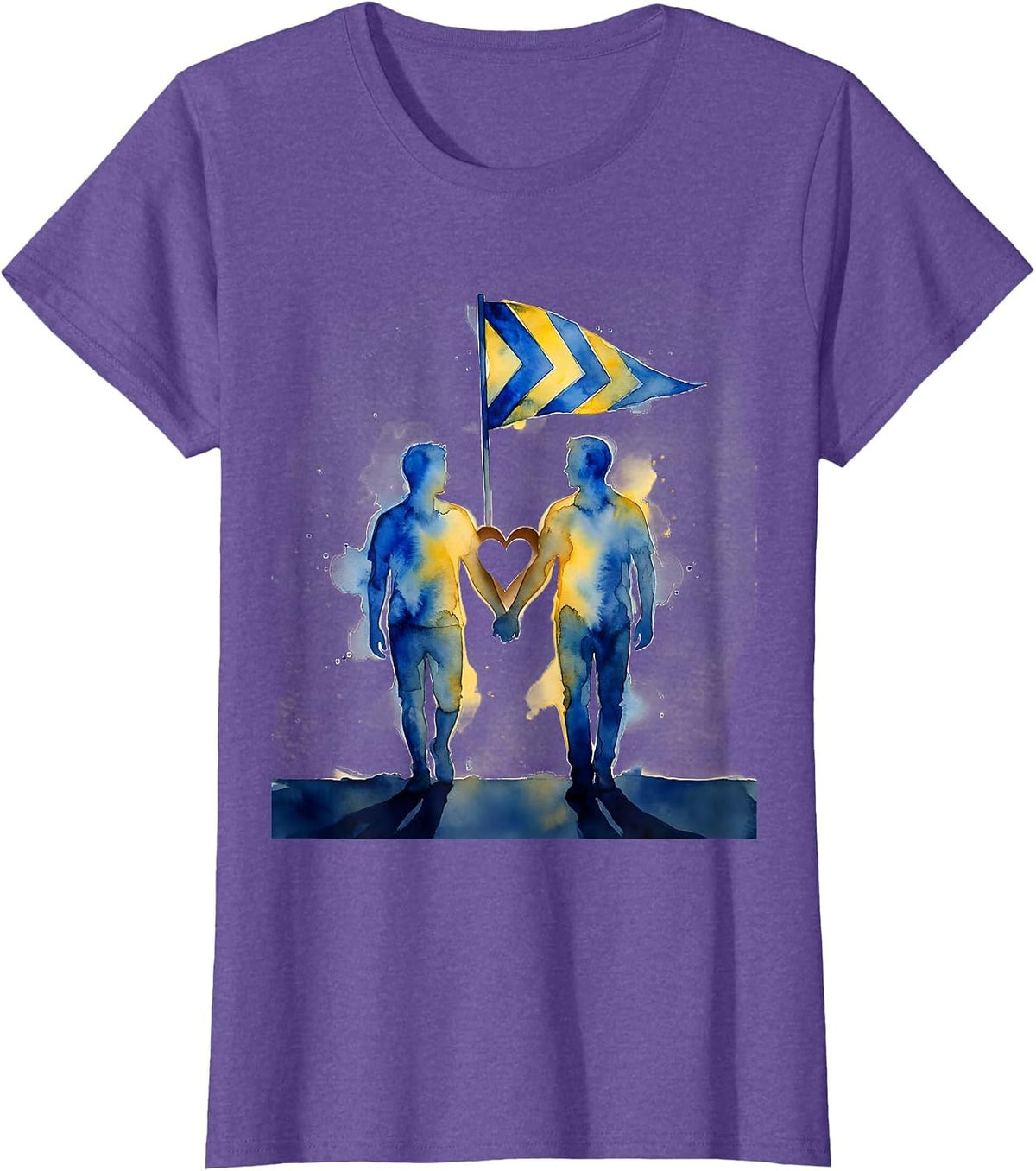 Hand in Hand Down Syndrome Awareness Family Support T-Shirt - Purple Heather