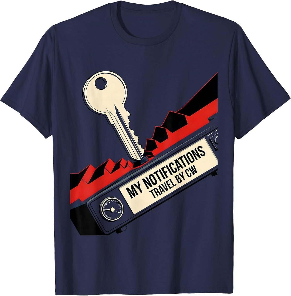 My Notifications Travel By CW Funny Ham Radio Operator T-Shirt - Navy Blue