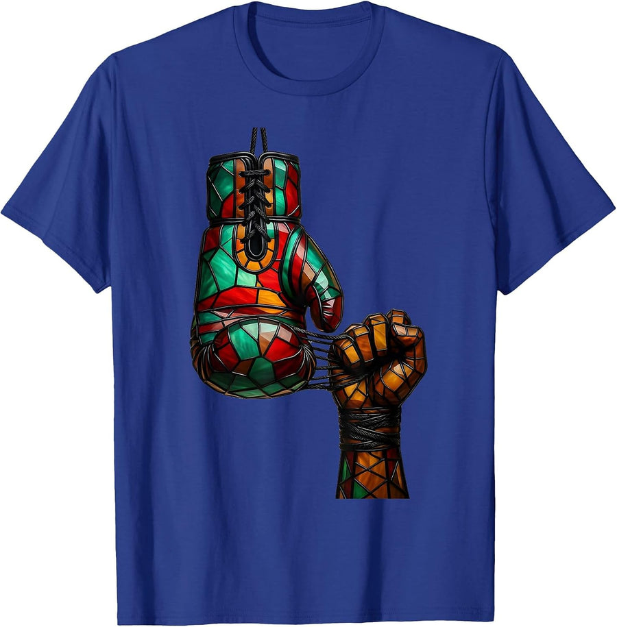 Asymmetric Ring-Post Boxing Glove Mexican Heritage Pride T-Shirt - Royal Blue