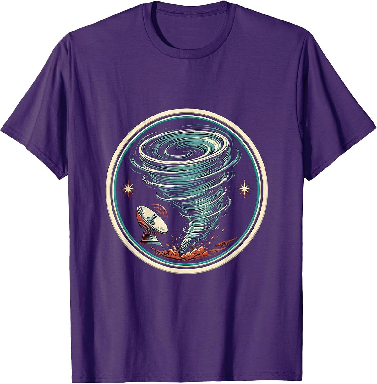 Men's Sealed Tornado Badge Funny Storm Chaser Meteorology Humor T-Shirt - Purple