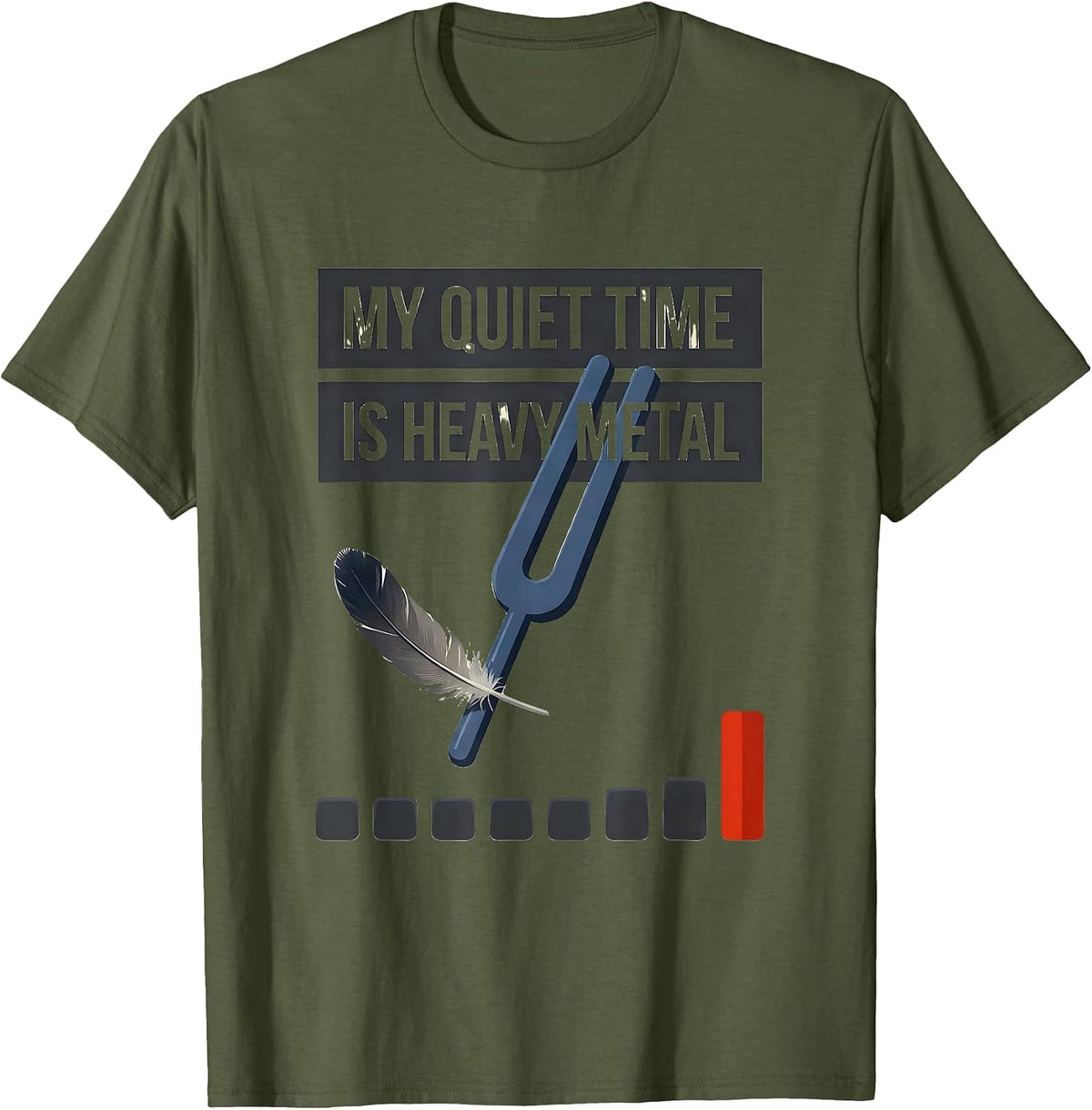 Men's My Quiet Time Is Heavy Metal Funny Metalhead Rock Fan Humor T-Shirt - Olive Green