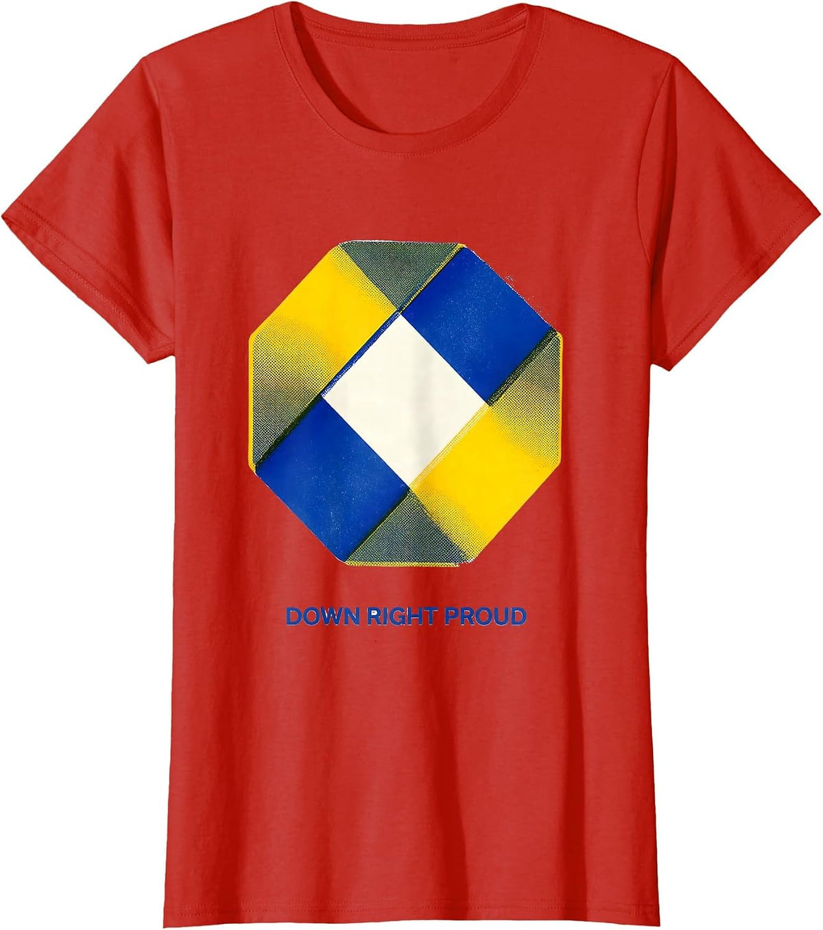 Women's Down Right Proud Risograph Down Syndrome Awareness Family T-Shirt - Red