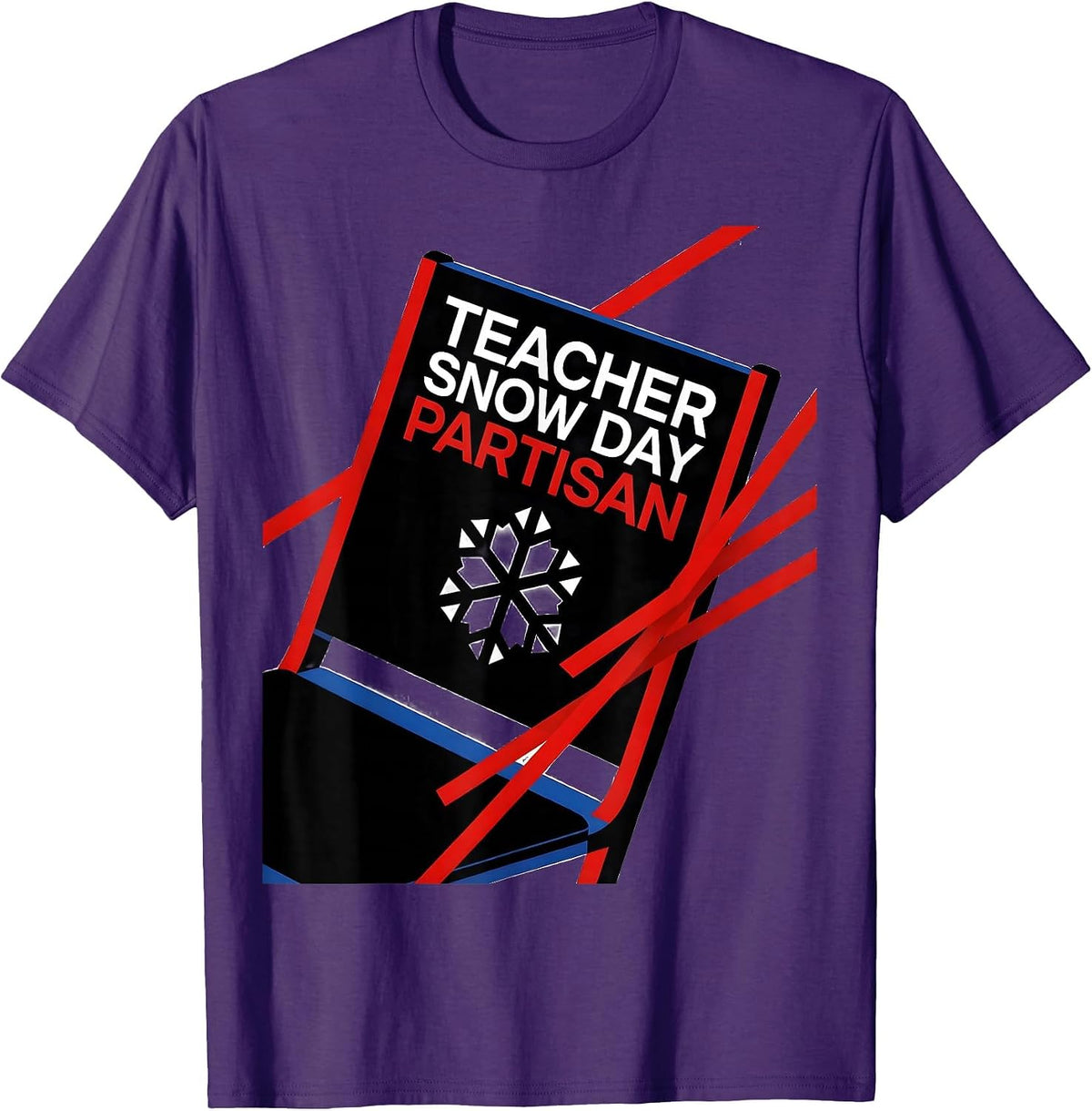 Men's Teacher Snow Day Partisan Funny Christmas Teacher Gift T-Shirt - Purple