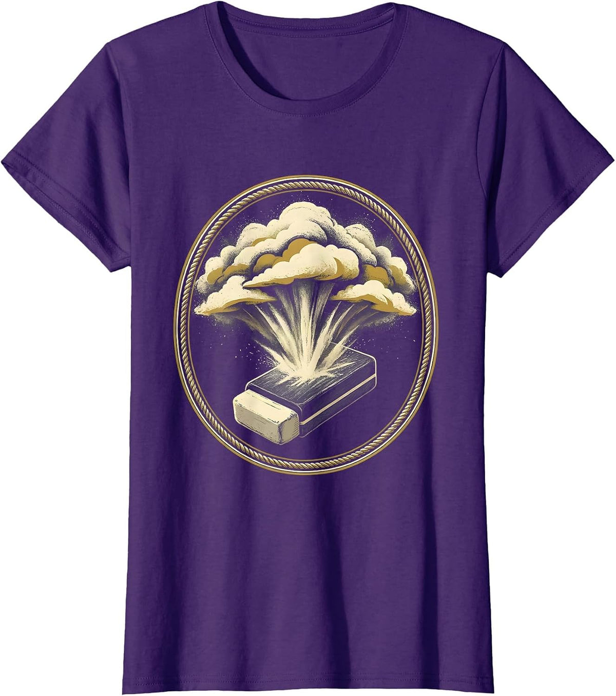 Women's 4th Grade Teacher Chalkboard Eraser Dust Design T-Shirt - Purple