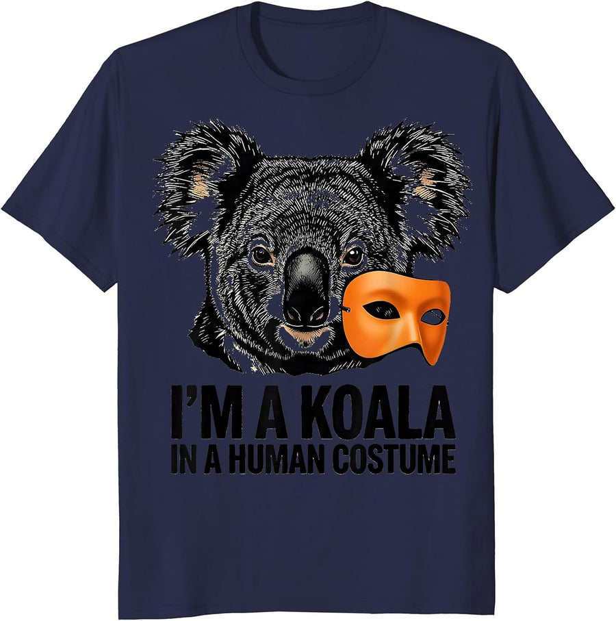 I'm a Koala in a Human Costume Funny Koala Lover Halloween T-Shirt - Navy Blue