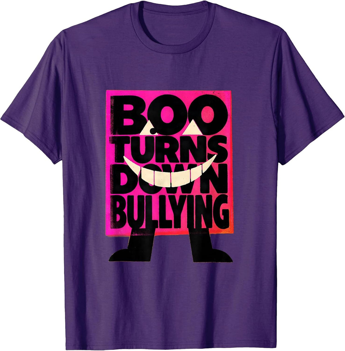 Boo Turns Down Bullying Unity Day Anti Bullying Halloween T-Shirt - Purple