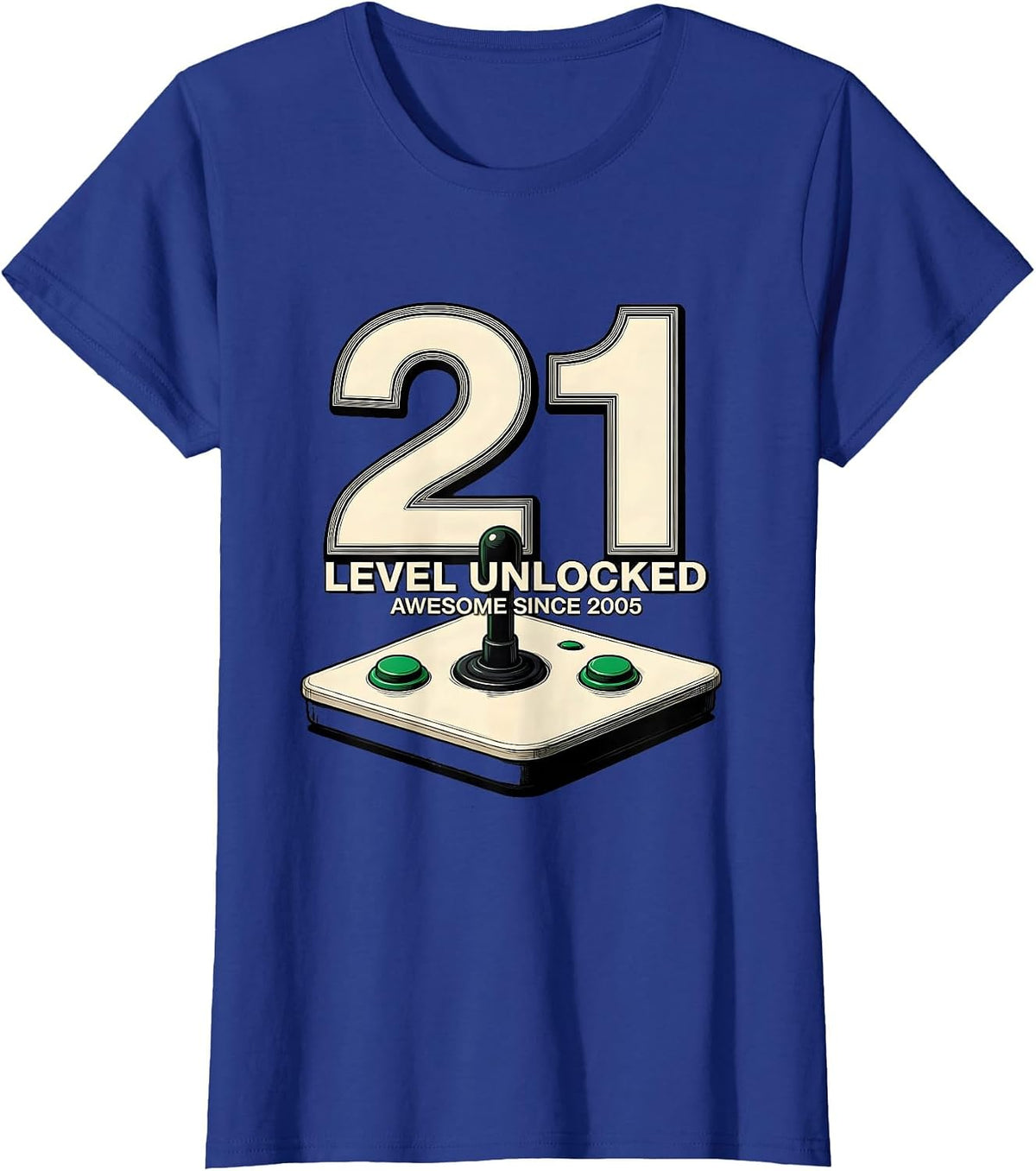 Women's Level 21 Unlocked Awesome Since 2005 21st Birthday Gaming T-Shirt - Royal Blue