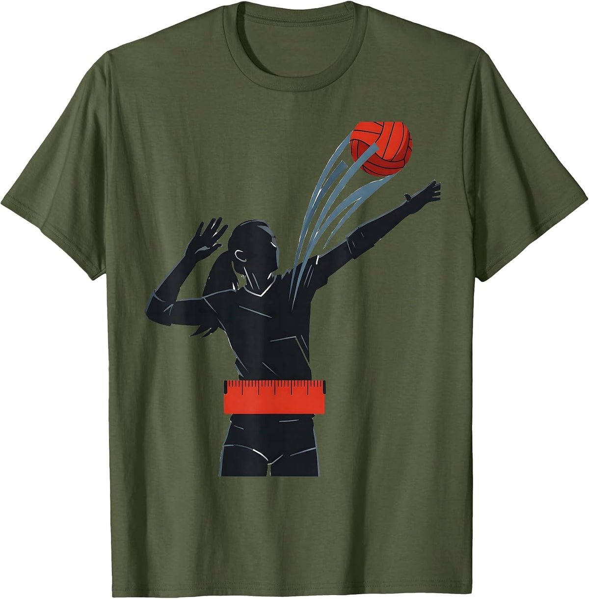 Men's Volleyball Server Burst Editorial Conceptual Teen Athlete T-Shirt - Olive Green