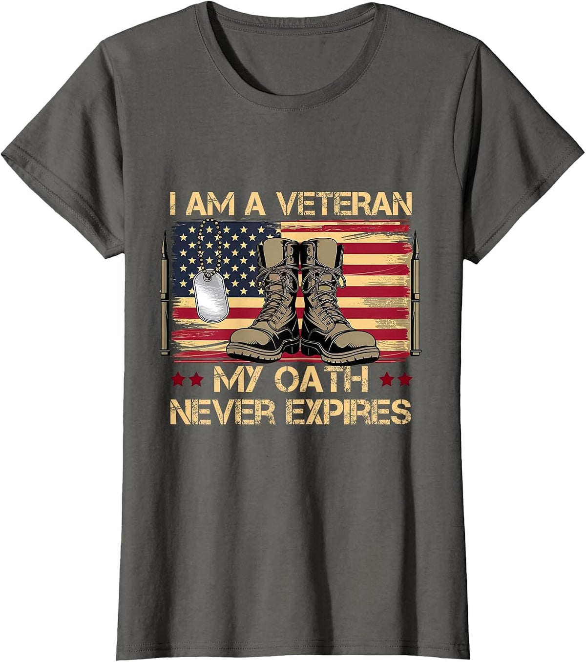I am A Veteran My Oath Never Expires T-Shirt - Asphalt Grey