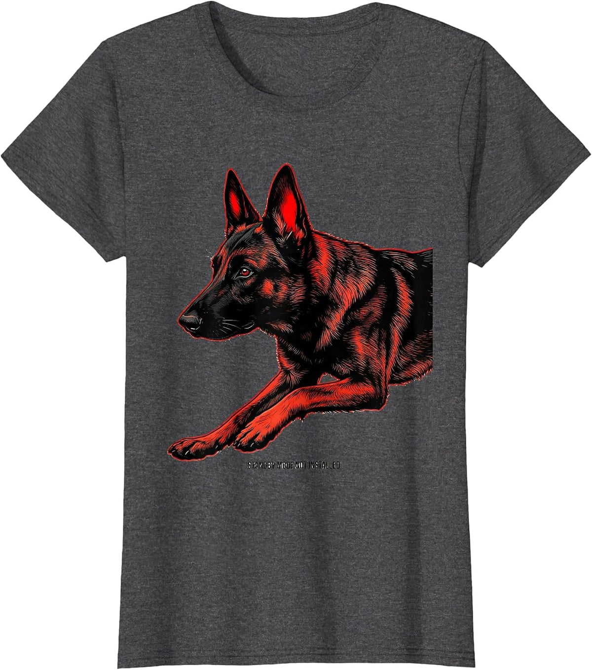 Women's Standby Mode Not Installed Funny Belgian Malinois Dog Owner T-Shirt - Dark Heather Grey