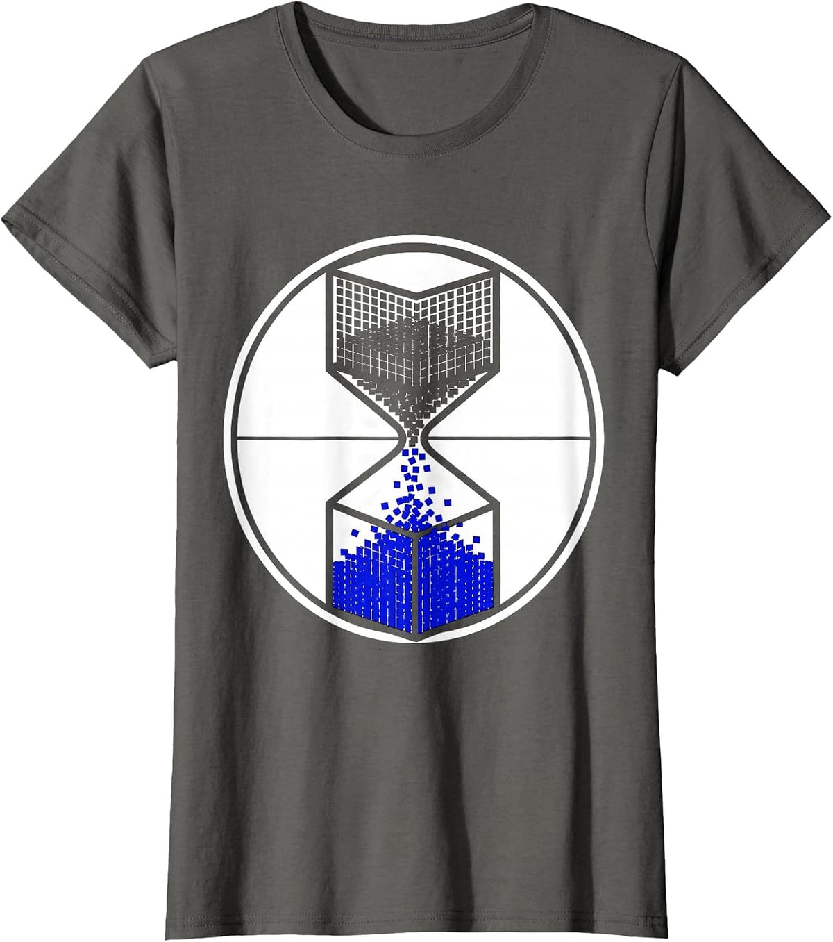 Women's Binary Hourglass Digital Time Graphic Tee T-Shirt - Asphalt Grey