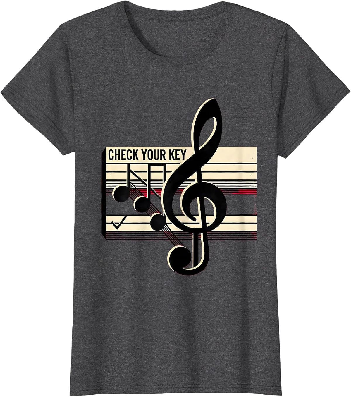 Women's Check Your Key Funny Music Teacher Gift Idea T-Shirt - Dark Heather Grey