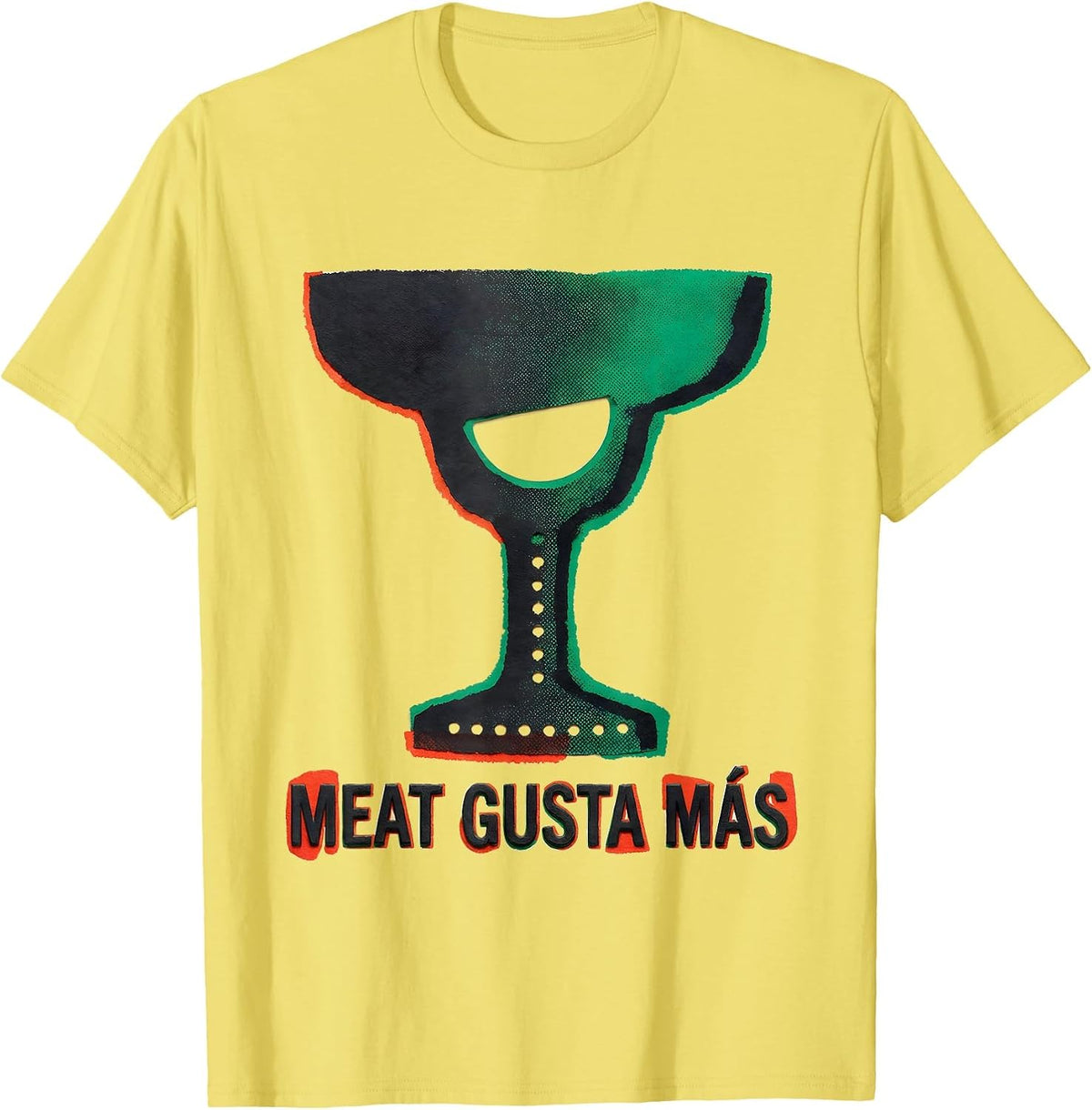 Men's Meat Gusta Más Funny Spanish Pun Cinco De Mayo Party Humor T-Shirt - Lemon Yellow