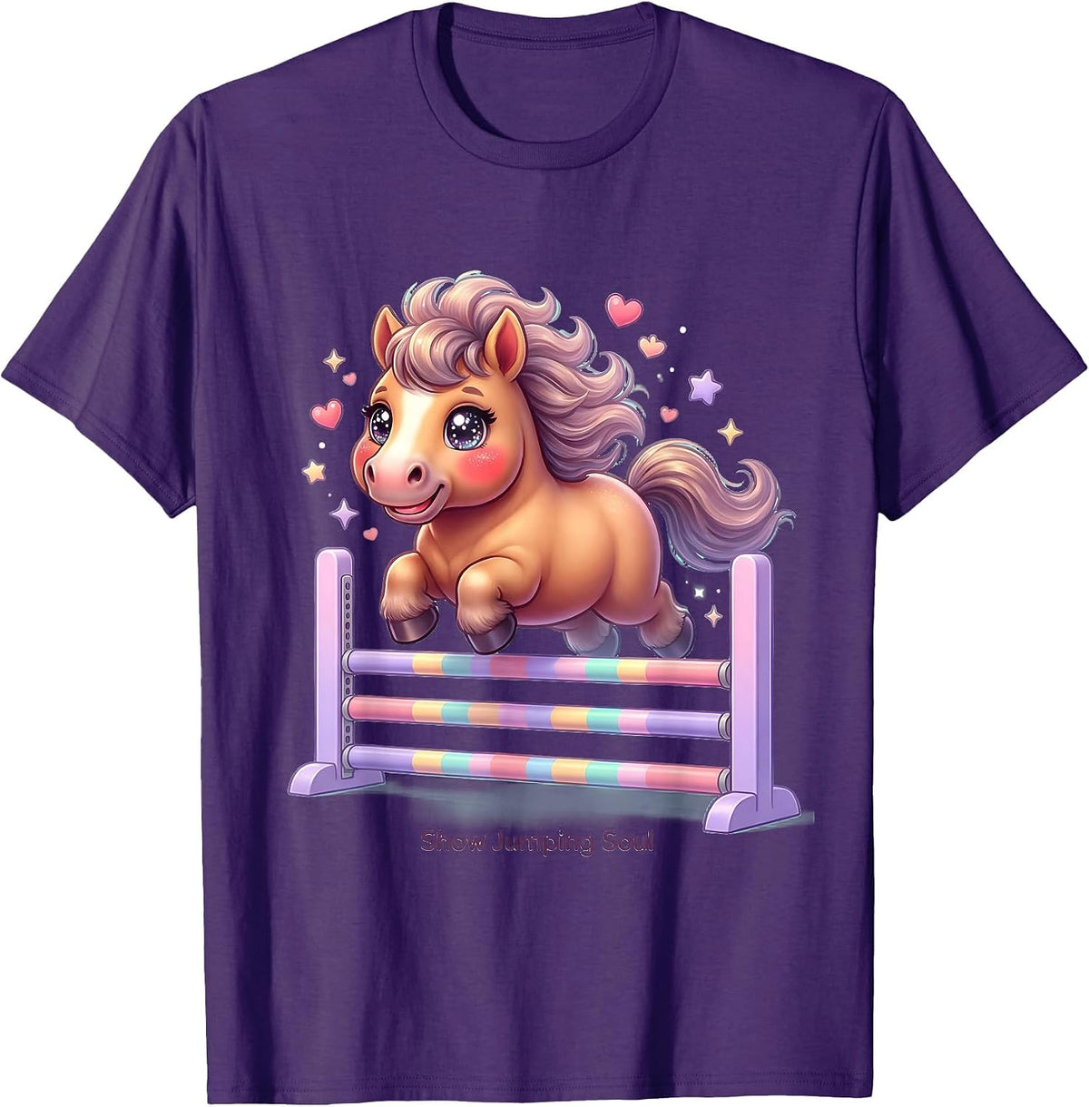 Show Jumping Soul Equestrian Design T-Shirt - Purple