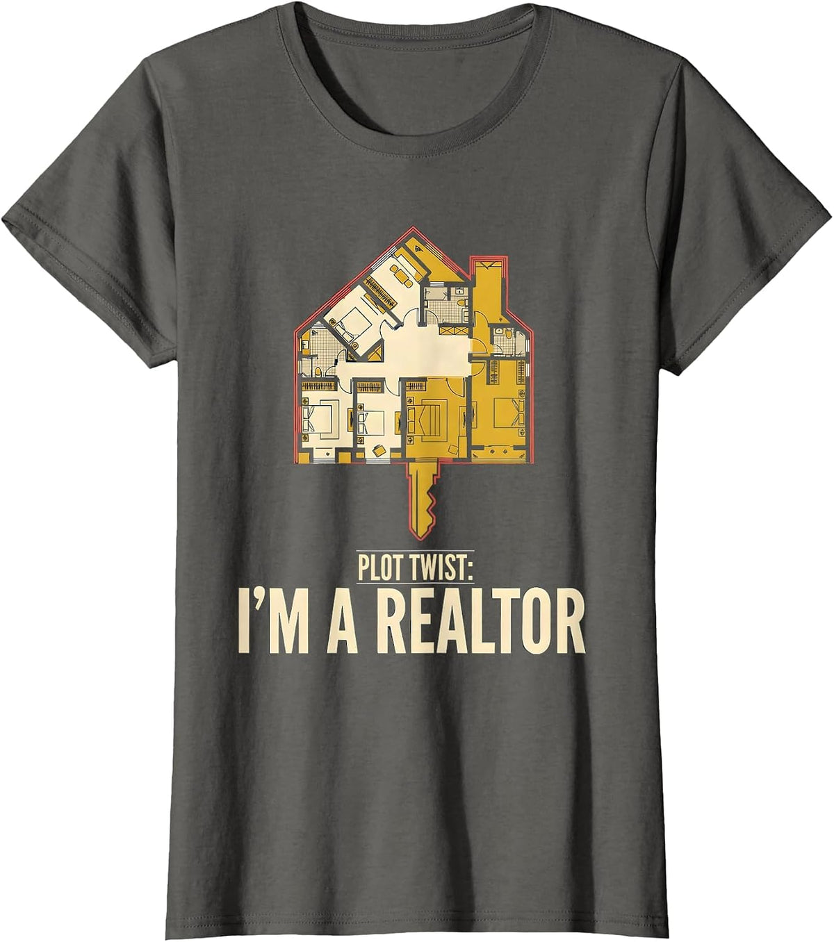Women's Plot Twist: I'm A Realtor Funny Real Estate Agent Humor T-Shirt - Asphalt Grey
