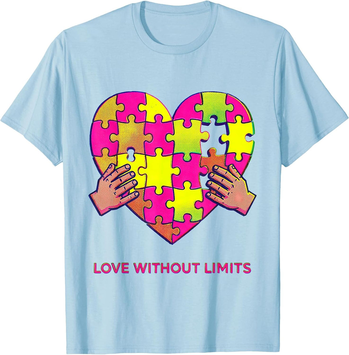Men's Down Syndrome Awareness Love Without Limits Design T-Shirt - Baby Blue