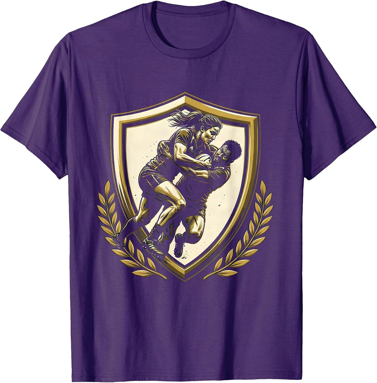 Rugby Tackle Power Graphic Design T-Shirt - Purple