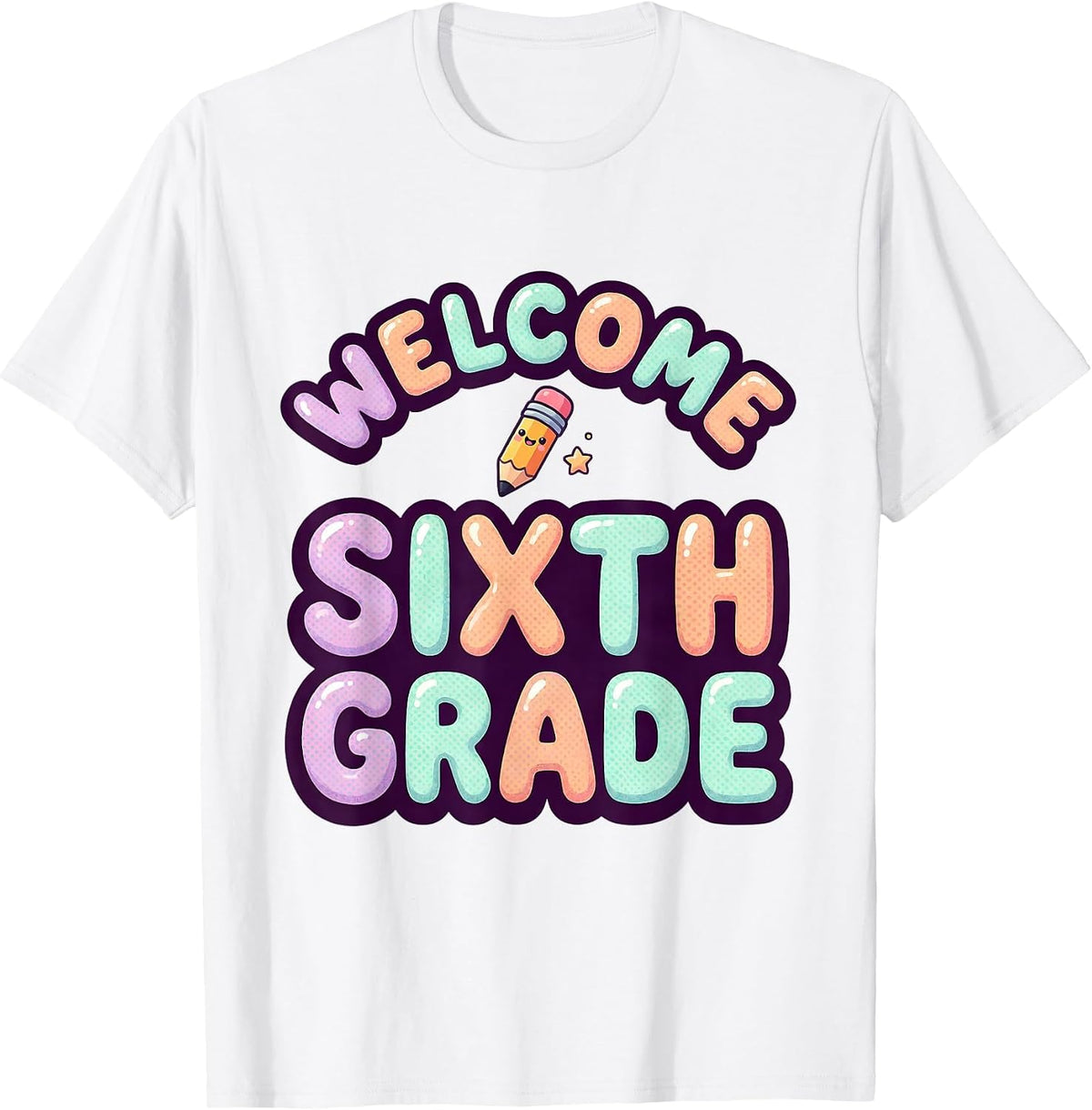 Men's Welcome Sixth Grade Cute Kawaii Back To School Kids First T-Shirt - White