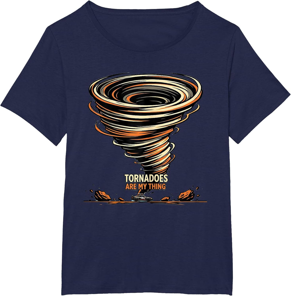 Women's Tornadoes Are My Thing Cartoon Meteorology Storm Chaser T-Shirt - Navy Blue