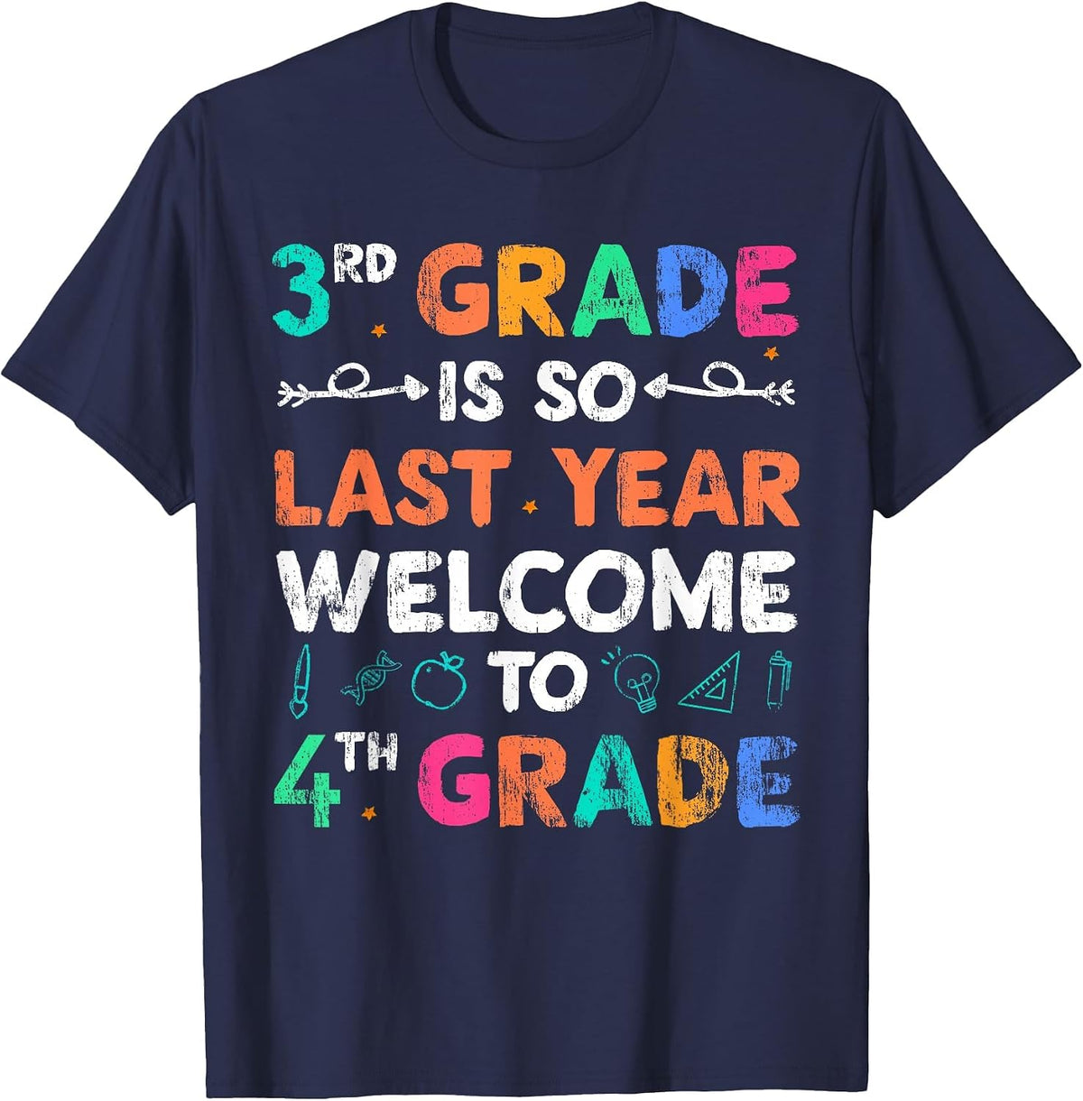 3rd Grade is So Last Year Welcome to 4th Grade T-Shirt - Navy Blue