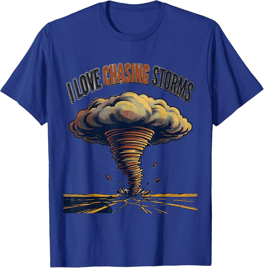 I Love Chasing Storms Vintage Storm Chaser Tornado T-Shirt - Royal Blue
