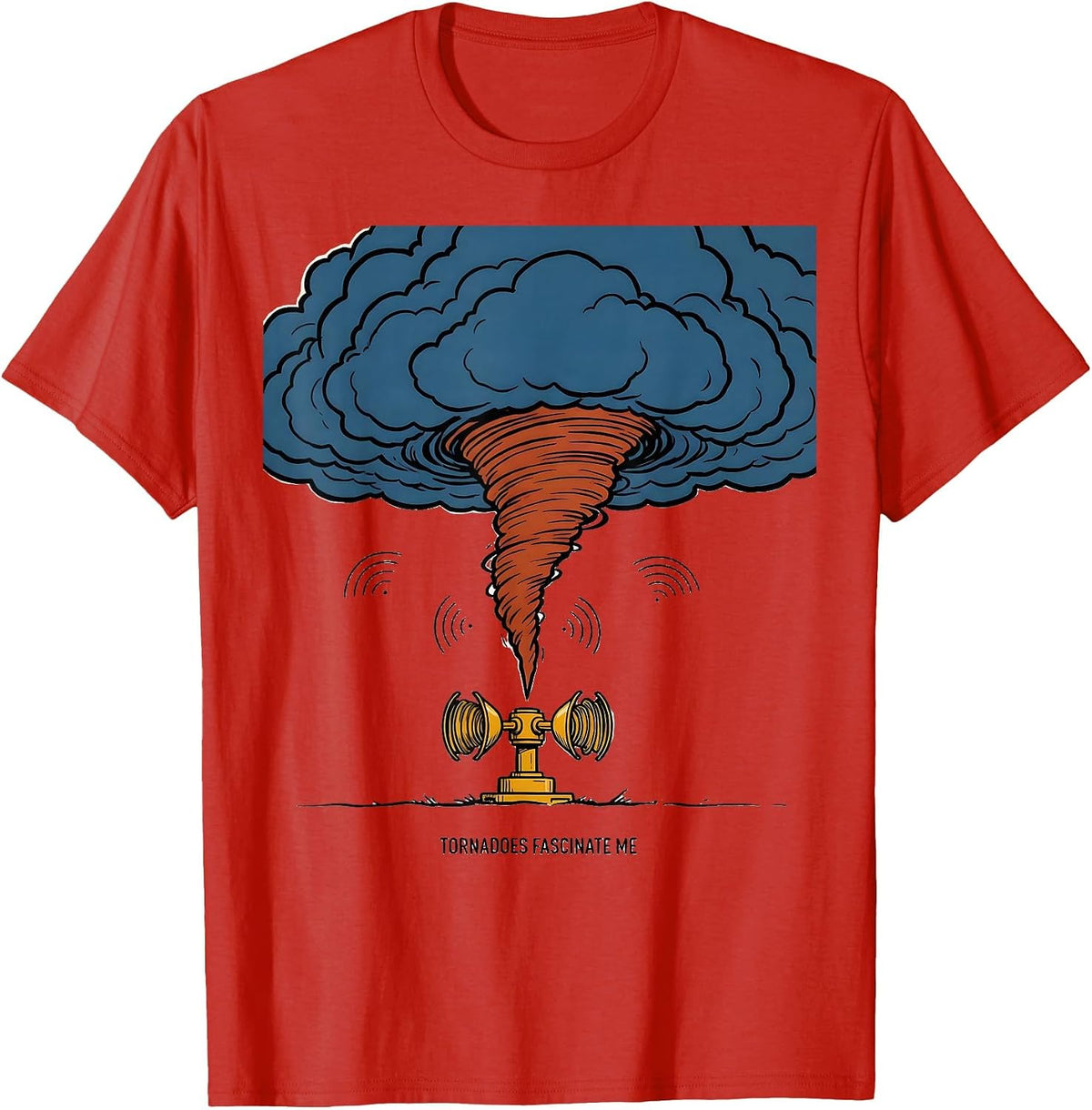 Men's Tornadoes Fascinate Me Funny Storm Chaser Meteorology Humor T-Shirt - Red