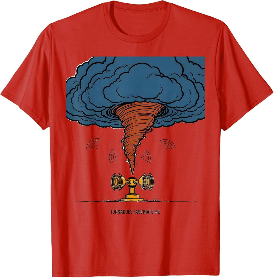 Men's Tornadoes Fascinate Me Funny Storm Chaser Meteorology Humor T-Shirt - Red