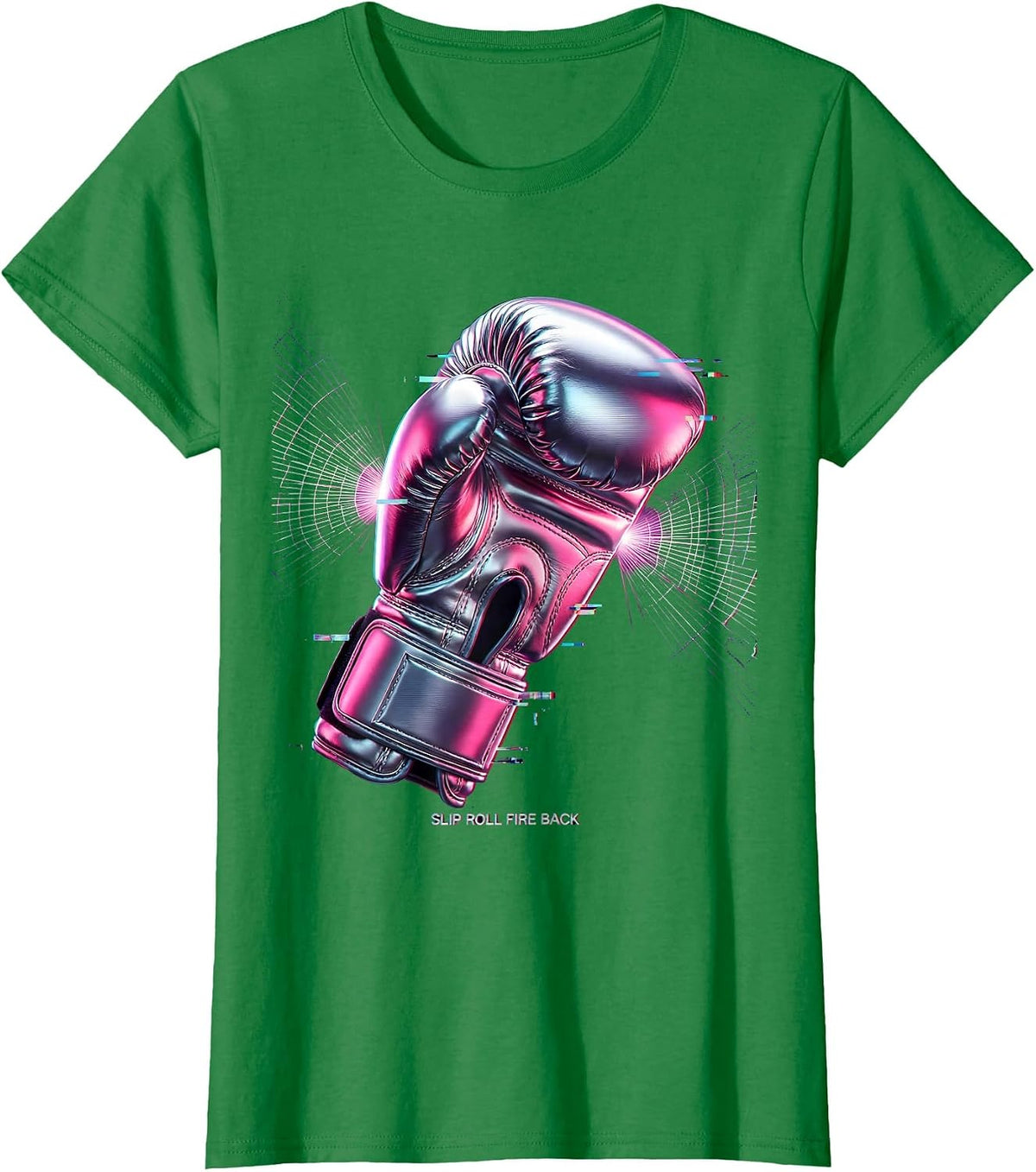 Slip Roll Fire Back Boxing Graphic Design T-Shirt - Kelly Green