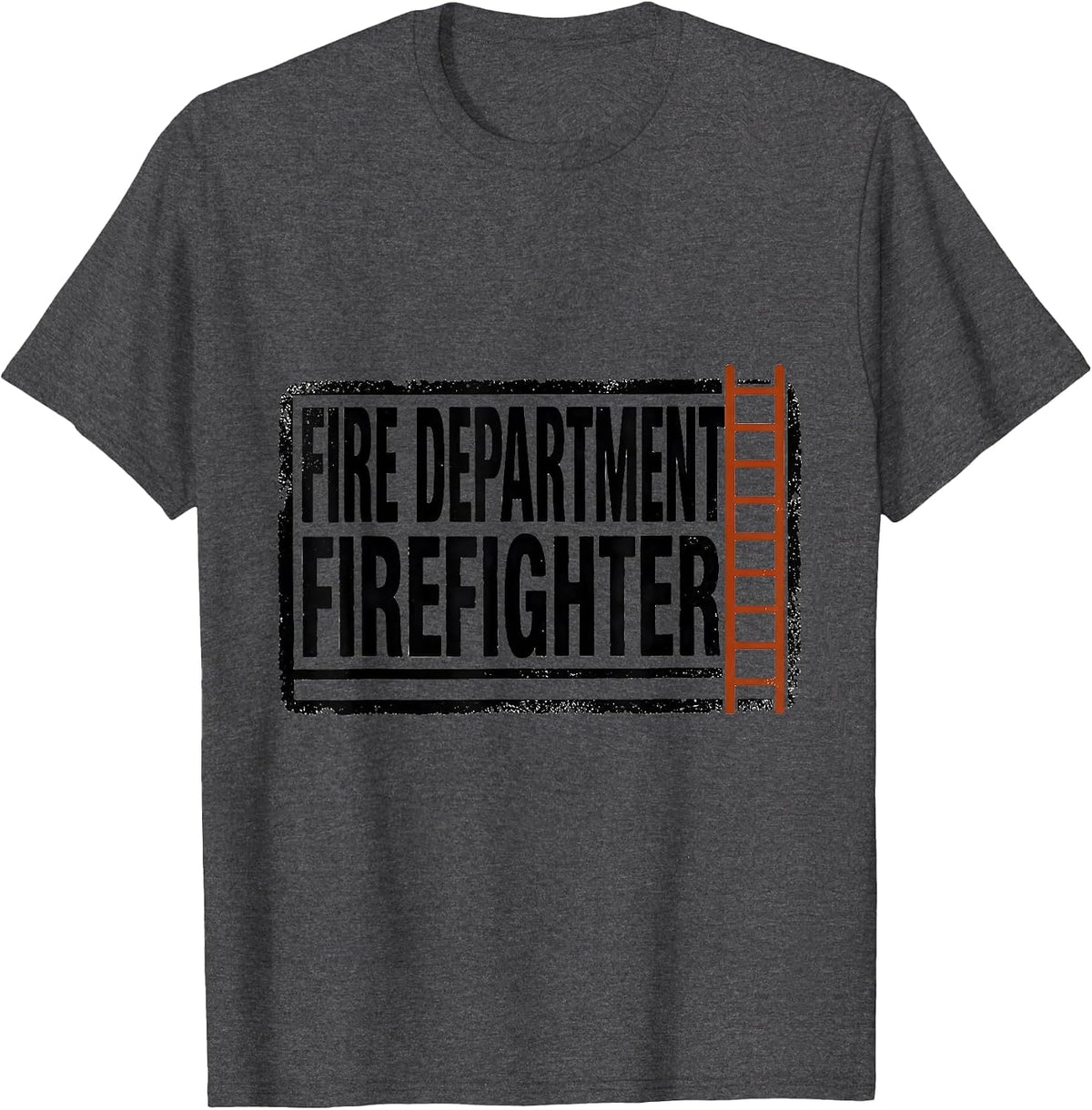 Men's FIRE DEPARTMENT FIREFIGHTER Rubber Stamp Firefighter Family T-Shirt - Dark Heather Grey