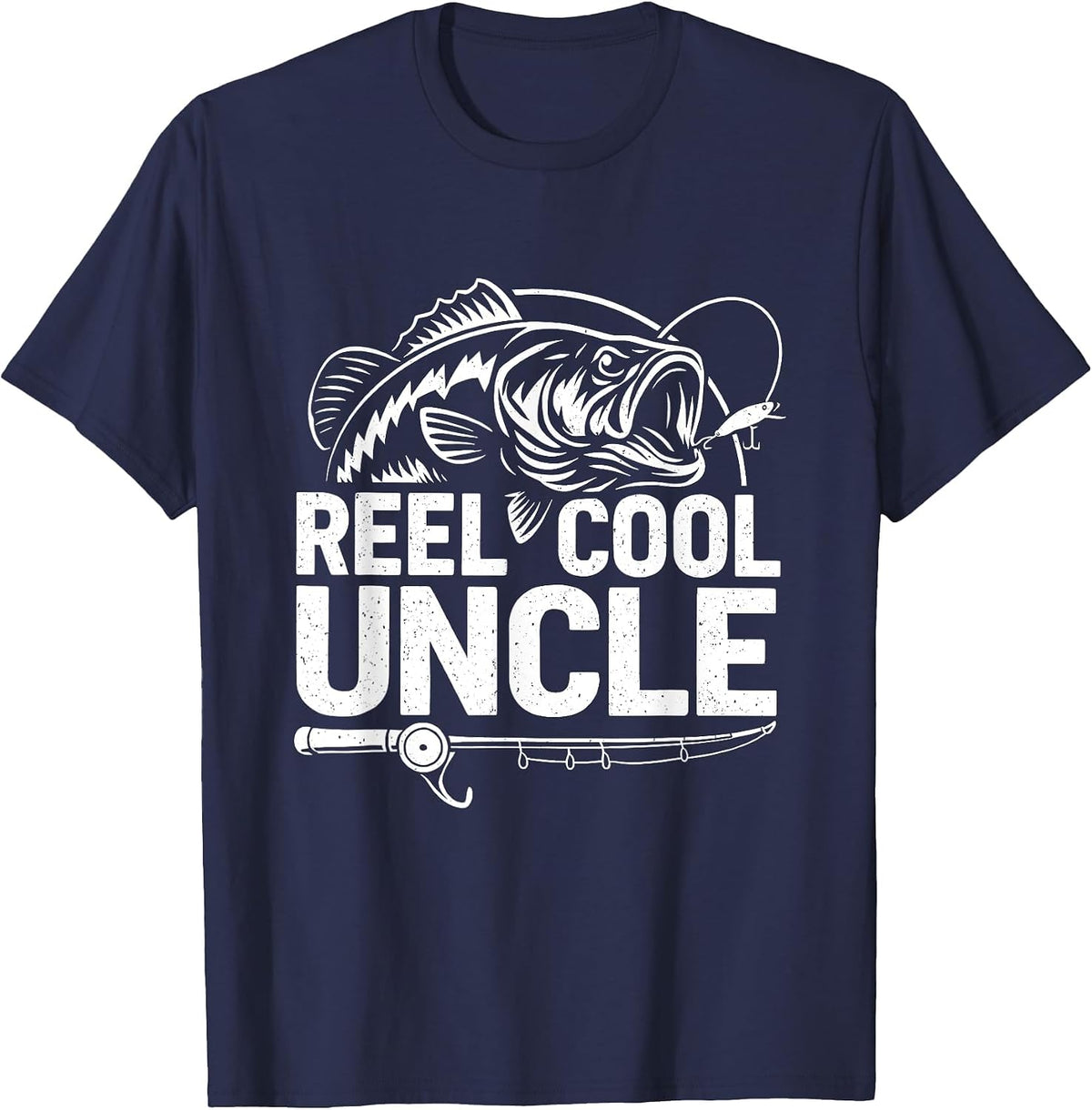 Reel Cool Uncle Fishing Daddy Fathers Day Dad for Men T-Shirt - Navy Blue