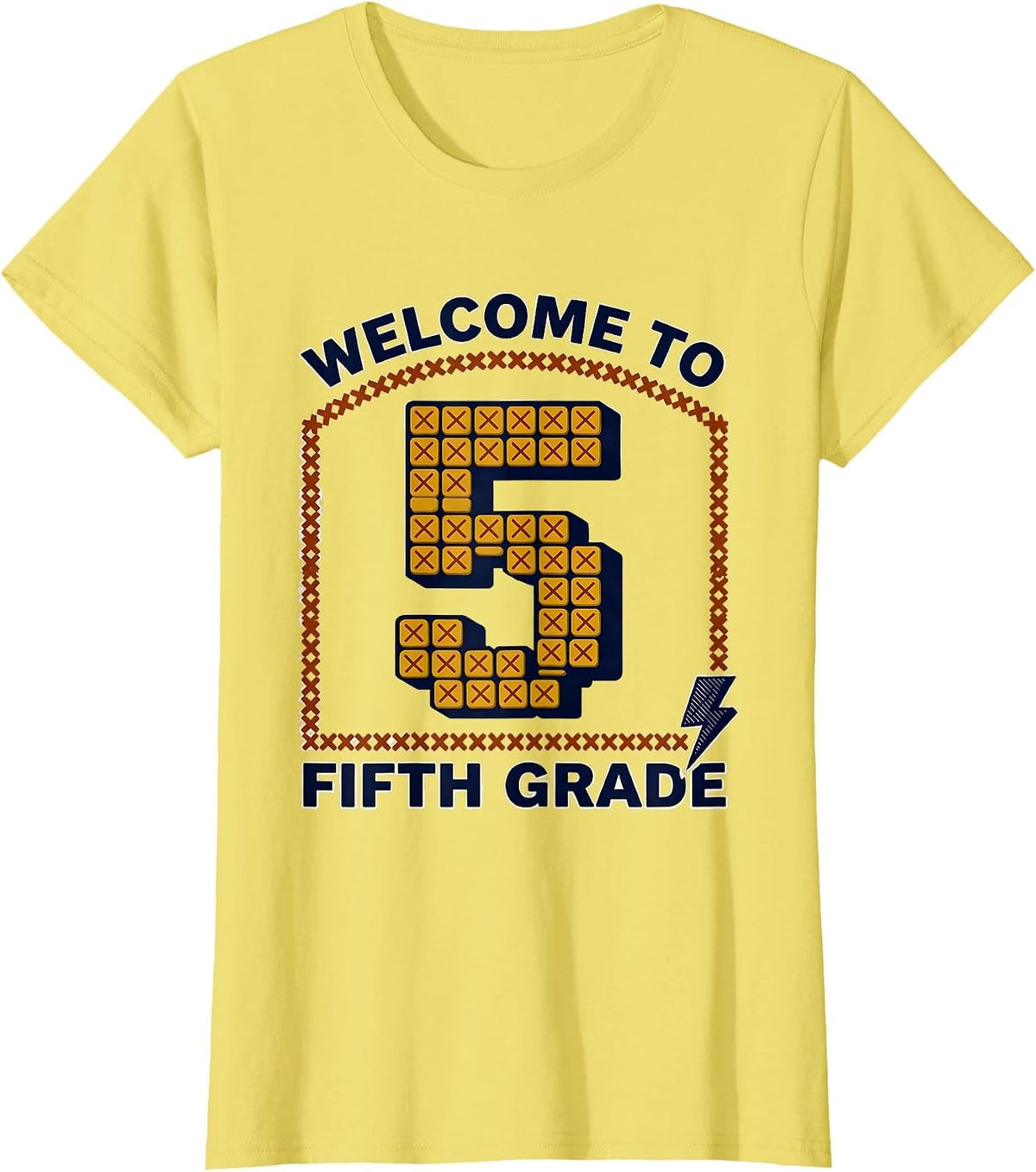 Welcome to Fifth Grade Retro Teacher Lightning Bolt T-Shirt - Lemon Yellow