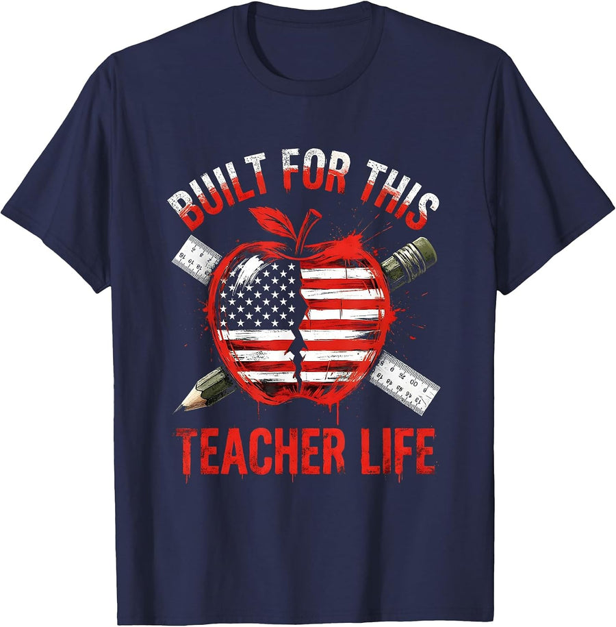 Built for This Teacher Life 5th Grade Design T-Shirt - Navy Blue