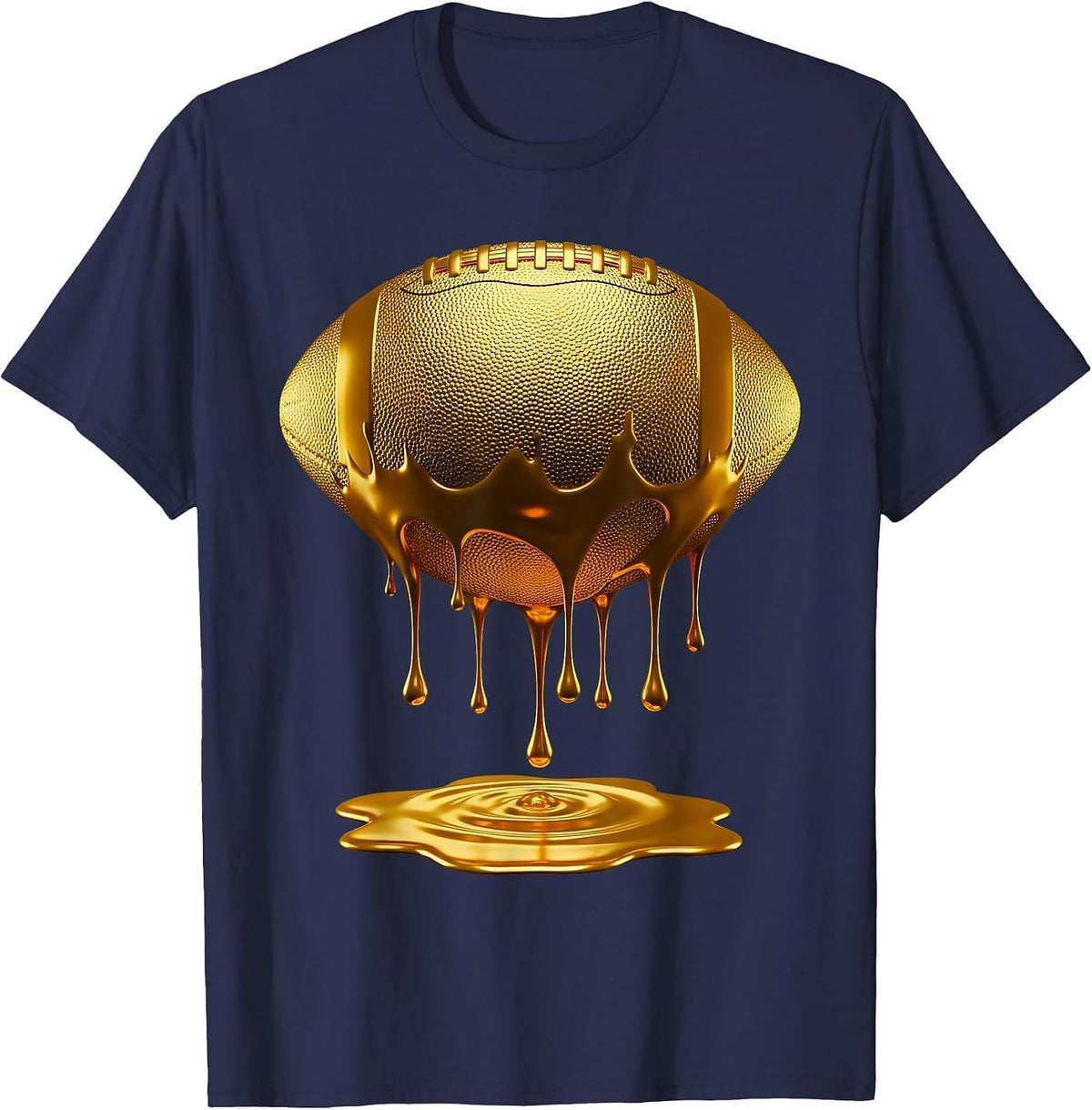 Football Dripping Drip Gold Sport Player Coach Baller T-Shirt - Navy Blue