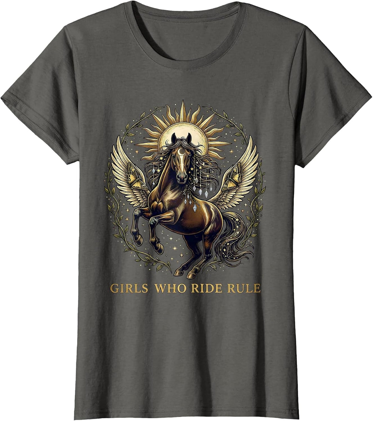 Women's Girls Who Ride Rule Equestrian Design T-Shirt - Asphalt Grey