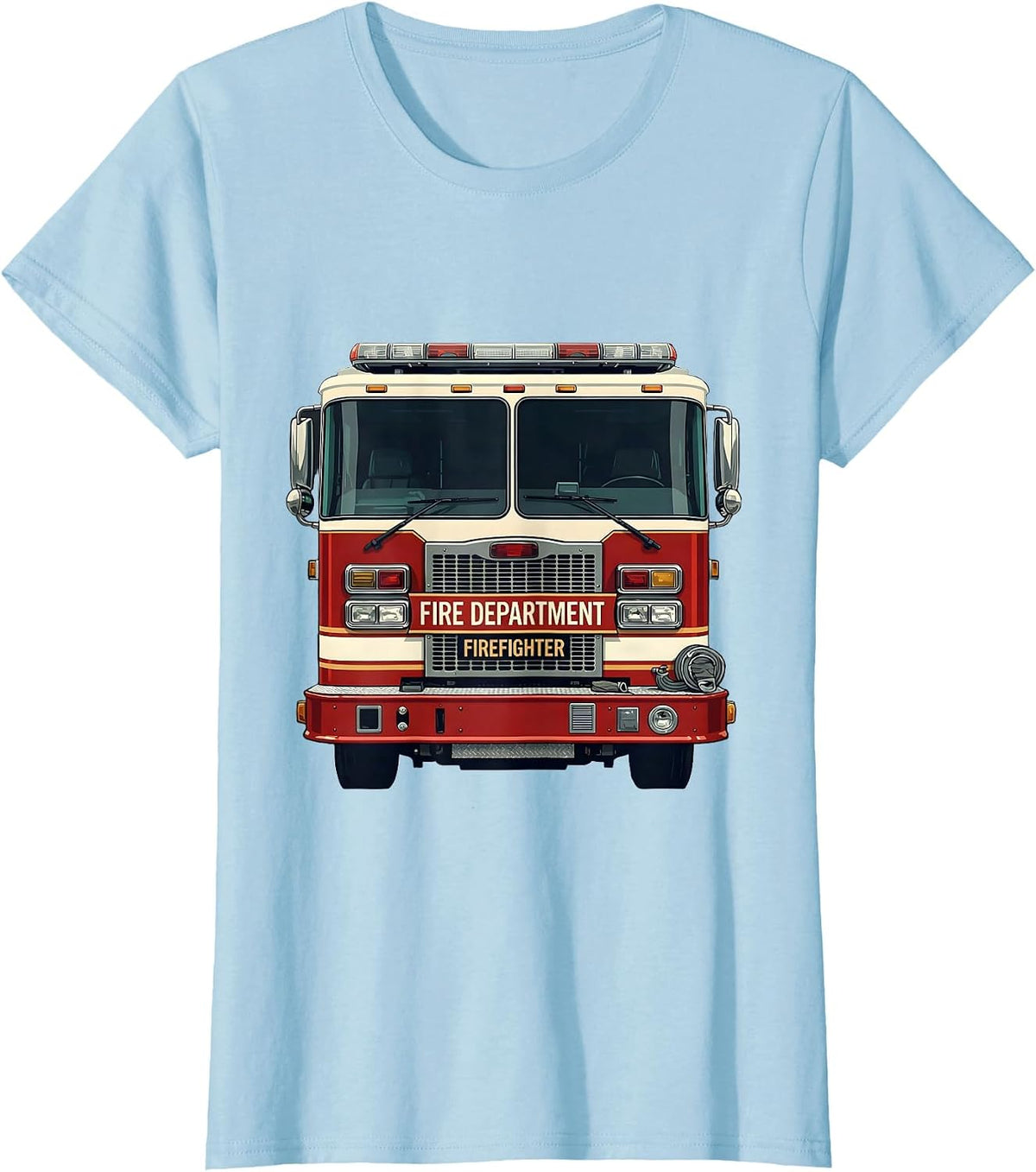 Women's FIRE DEPARTMENT FIREFIGHTER Funny Fire Truck Costume T-Shirt - Baby Blue