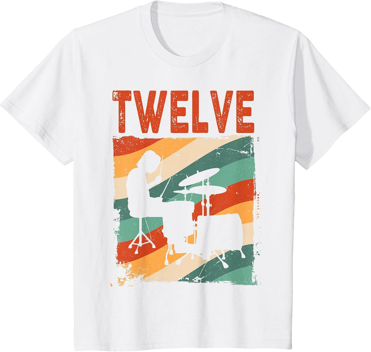 12 Year Old Shirt 12th Birthday Boy Drummer Drums Drumming T-Shirt - White