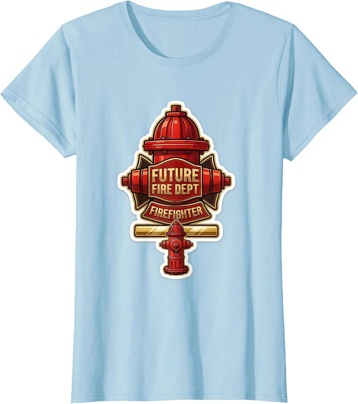 Future Fire Dept Firefighter Sticker Firefighter Badge T-Shirt - Baby Blue