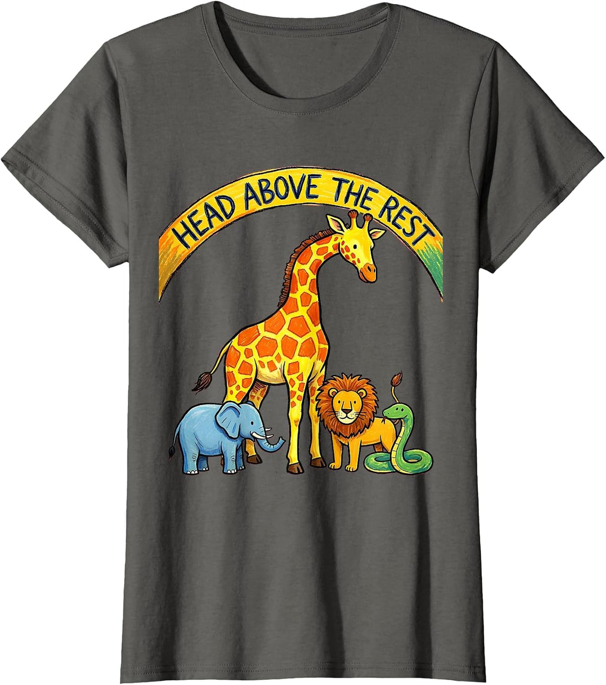 Women's Head Above the Rest Giraffe Design T-Shirt - Asphalt Grey