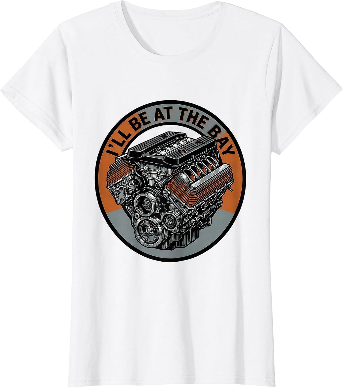 Women's I'll Be At The Bay Vintage Garage Mechanic Engine Block T-Shirt - White