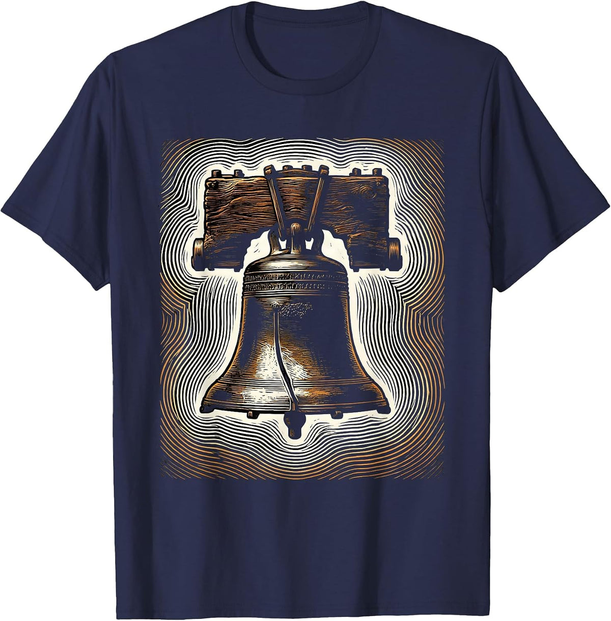 Men's Ringing Bell Sound Waves Graphic Tee for Teachers T-Shirt - Navy Blue