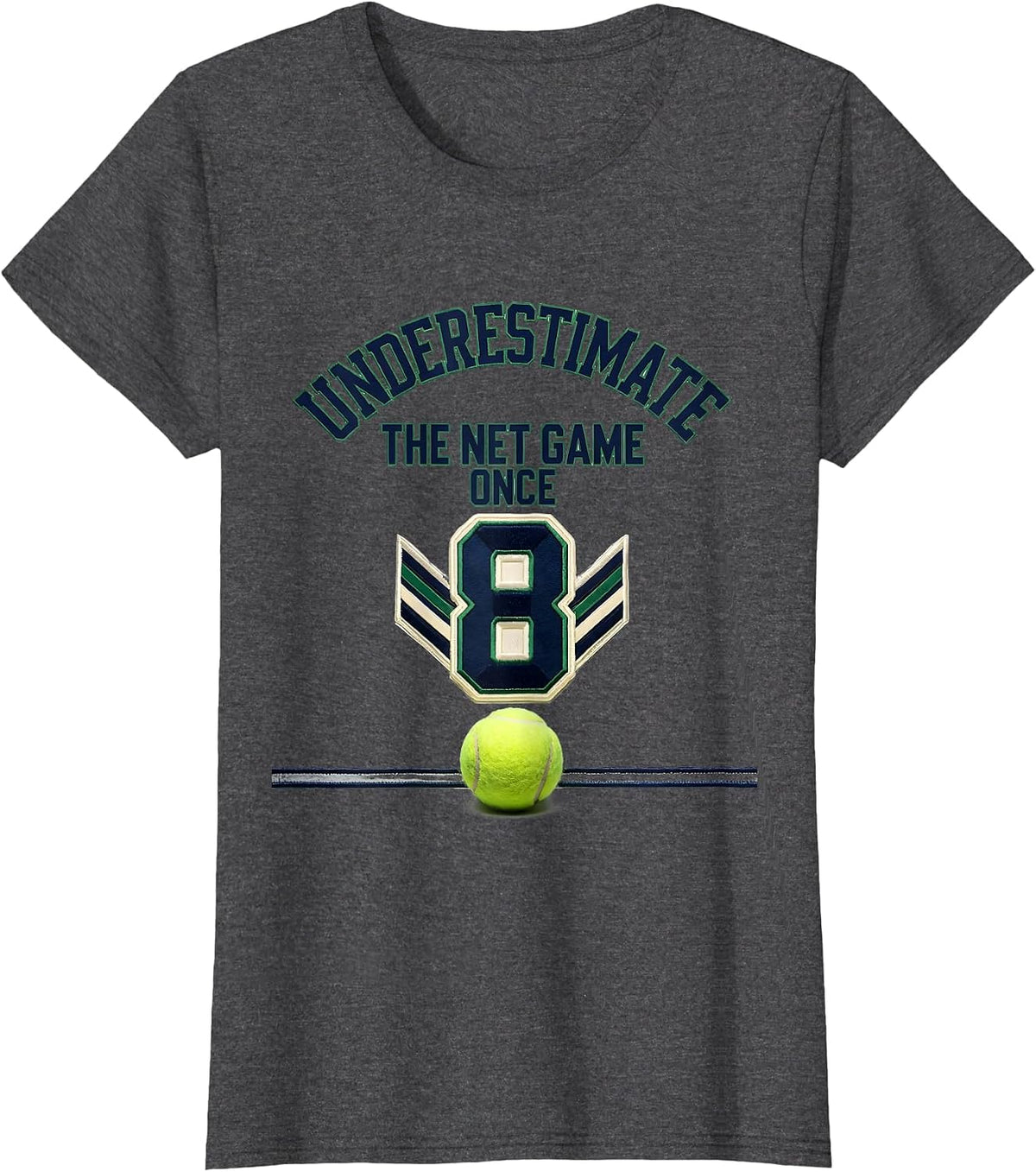 Women's Underestimate The Net Game Once Funny Tennis Player Gift T-Shirt - Dark Heather Grey