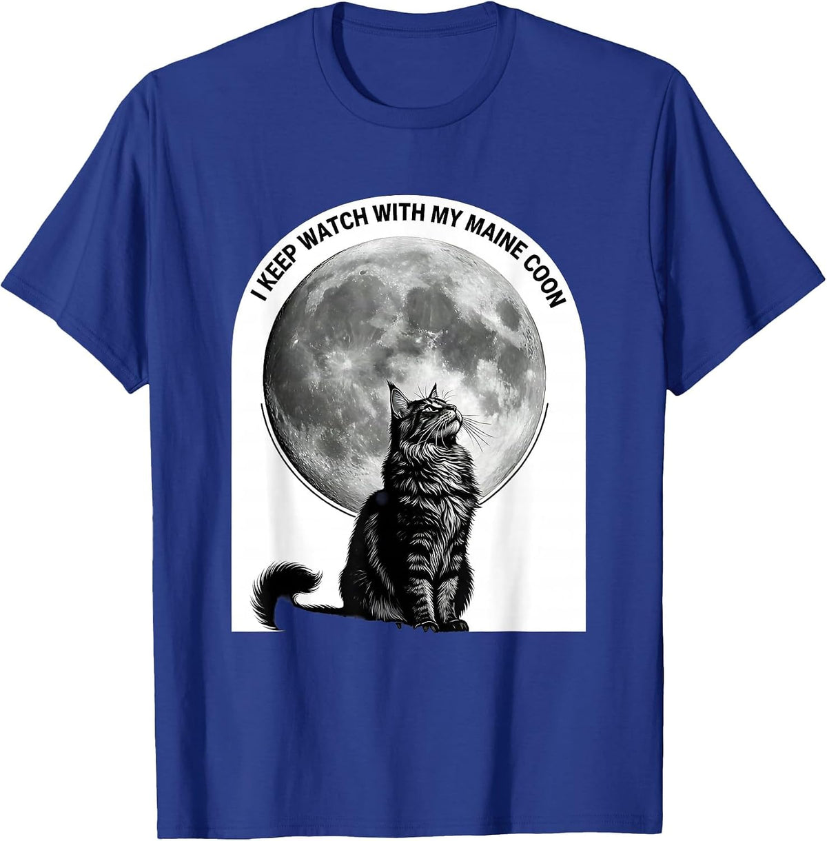 I Keep Watch With My Maine Coon Funny Cat Owner Retro T-Shirt - Royal Blue