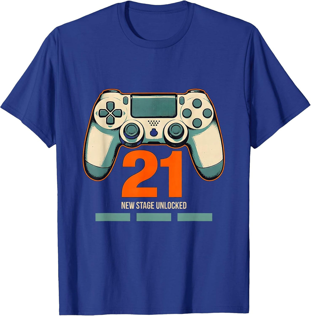 Men's New Stage Unlocked 21 Funny Gamer Birthday Boy Milestone T-Shirt - Royal Blue