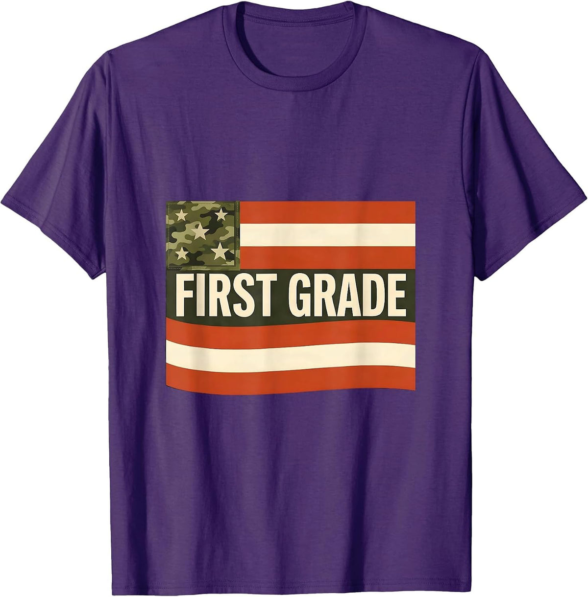 Men's First Grade Cheerful Patriotic Back To School Matching T-Shirt - Purple